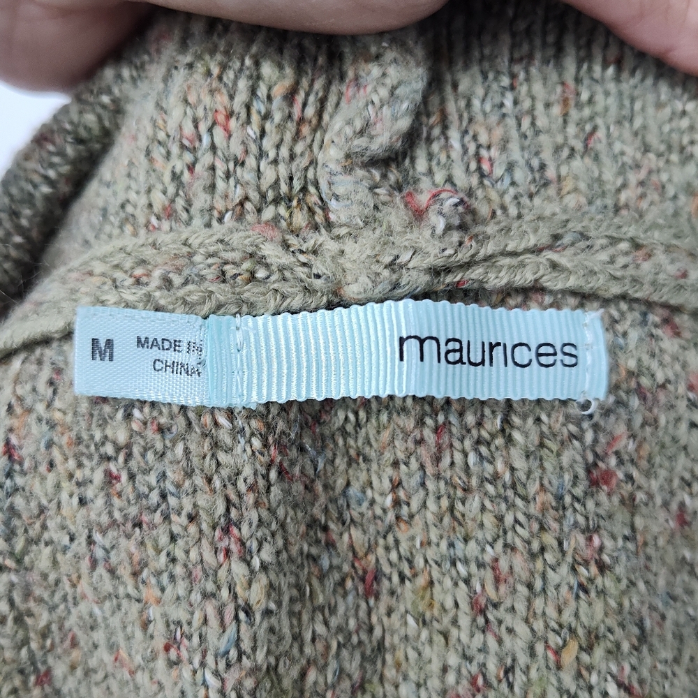 Maurices Olive Button Detail Hooded Knit Cardigan Vest Size Women's Medium - Picture 7 of 7